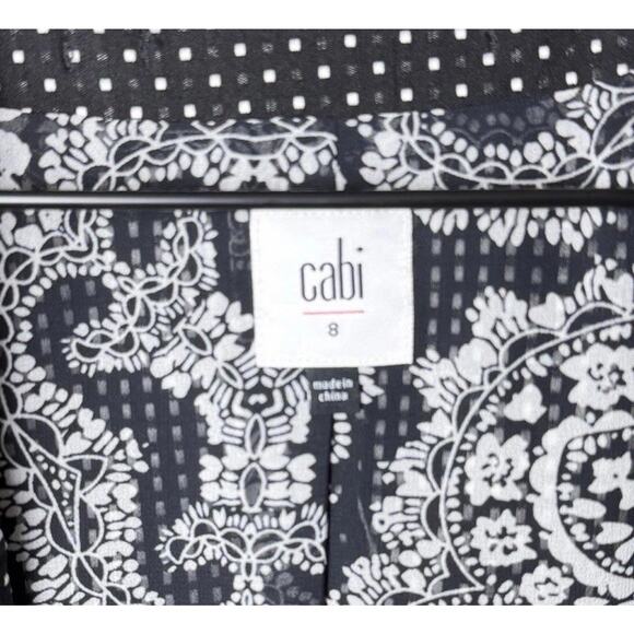 Cabi Polka Dot Jacket Black White Stretch 3/4 Sleeve Jacket Blazer Size 8 - Picture 4 of 9